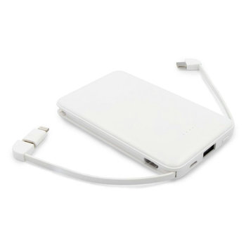 Powerbank 5000 mAh mit integrierten Kabeln, Adapter inklusive | Presley