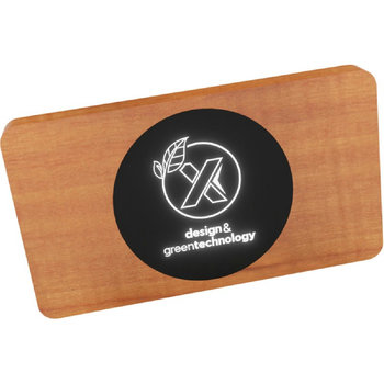 SCX.design P37 5000 mAh kabellose Powerbank aus Holz mit Leuchtlogo