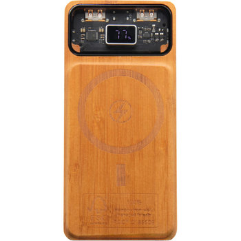 SCX.design P48 10.000 mAh magnetische 15W Powerbank aus Holz mit Leuchtlogo
