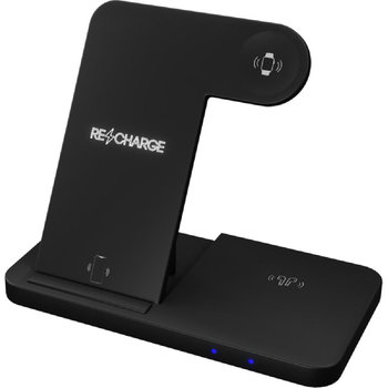 SCX.design W28 kabellose 3-in-1 Ladestation kabellos mit Telefonständer und Leuchtlogo