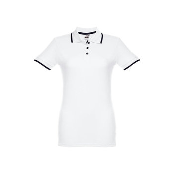 THC ROME WOMEN WH. Zweifarbiges Baumwoll-Poloshirt für Damen