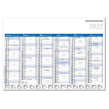 Tafelkalender im Format DIN A4, 29,7 x 21 cm, Kalendarium in blau/schwarz