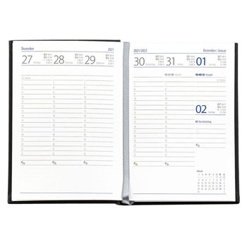 Taschenkalender "Taschenbuch Woche", im Format 10,5 x 14,8 cm, 144 Seiten,  grau/blau, Balacron schwarz