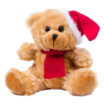 Weihnachts-Teddybär mit Mütze und Schal