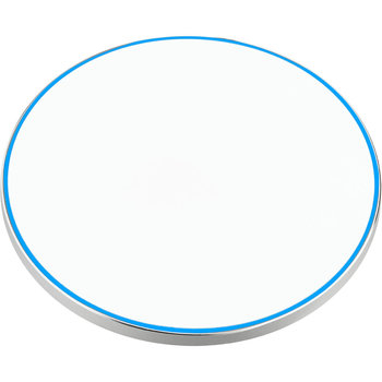 Wireless Charger 10 Watt in Weiss mit Aluminiumschale, beleuchtet mit Geschenkbox