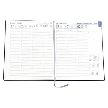 Wochenkalender "Manager INT", im Format 21 x 26 cm, 144 Seiten, Fadenheftung, Decke Balacron schwarz