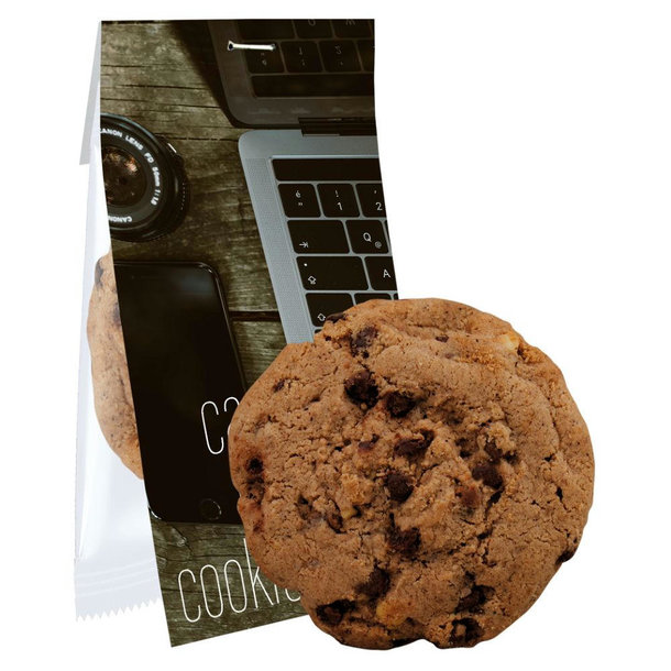 Cookie Schoko-Cashew, ca. 25g, Express kompostierbarer Flowpack mit Werbereiter