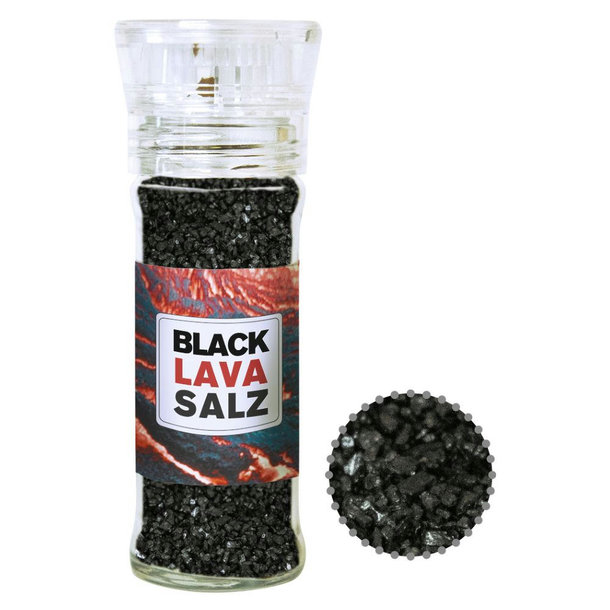 Gewürzmischung Black Lava Salz, ca. 80g, transparente Gewürzmühle